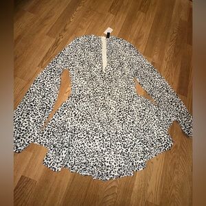 Windsor White and Black Leopard Print Mini Skort Romper Ruffle Dress